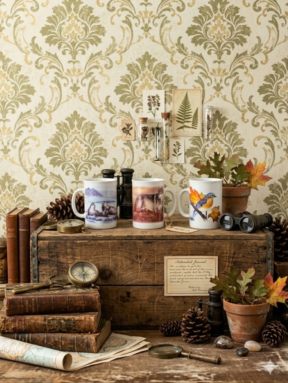 Vintage Canadian Geographic Wildlife Mug Set - Set of 3